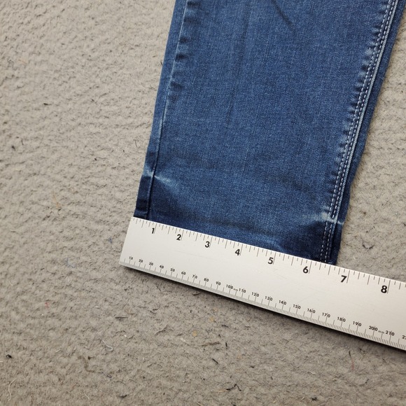 WHBM Jeans Womens 10 Blue Denim Whiskered High Waisted Streetwear Straight Leg - Picture 5 of 7